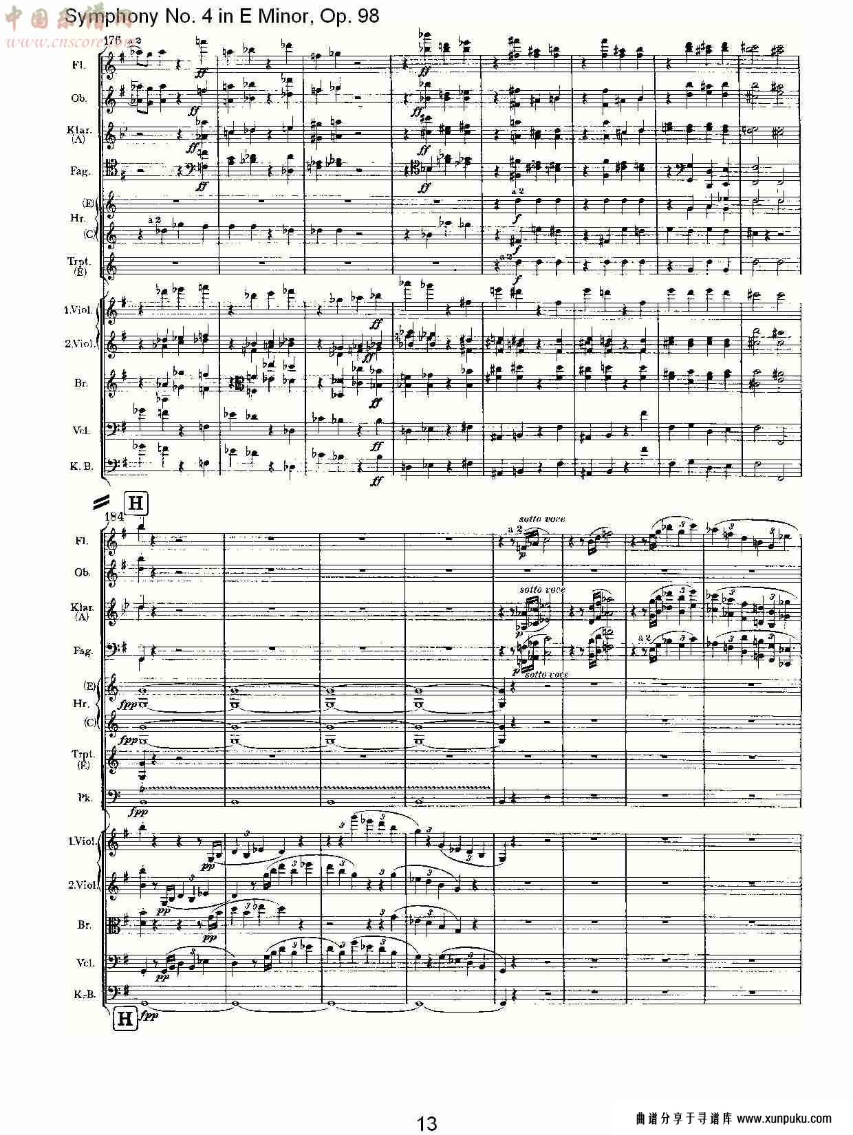 e小调第四交响曲, op.98第一乐章（三）总谱第3页
