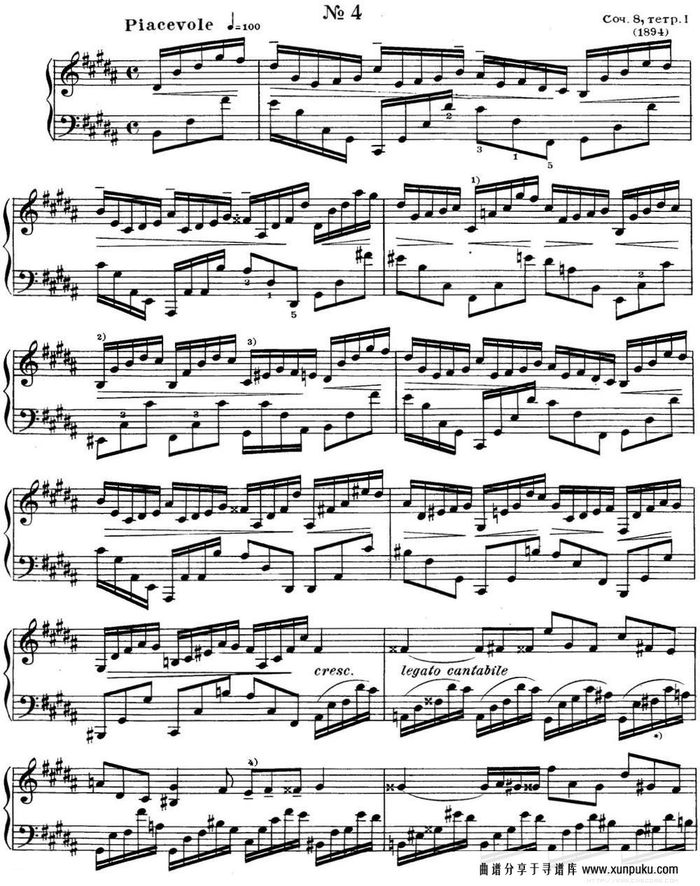 斯克里亚宾 钢琴练习曲 Op.8 No.4 Alexander Scriabin Etudes钢琴谱第1页
