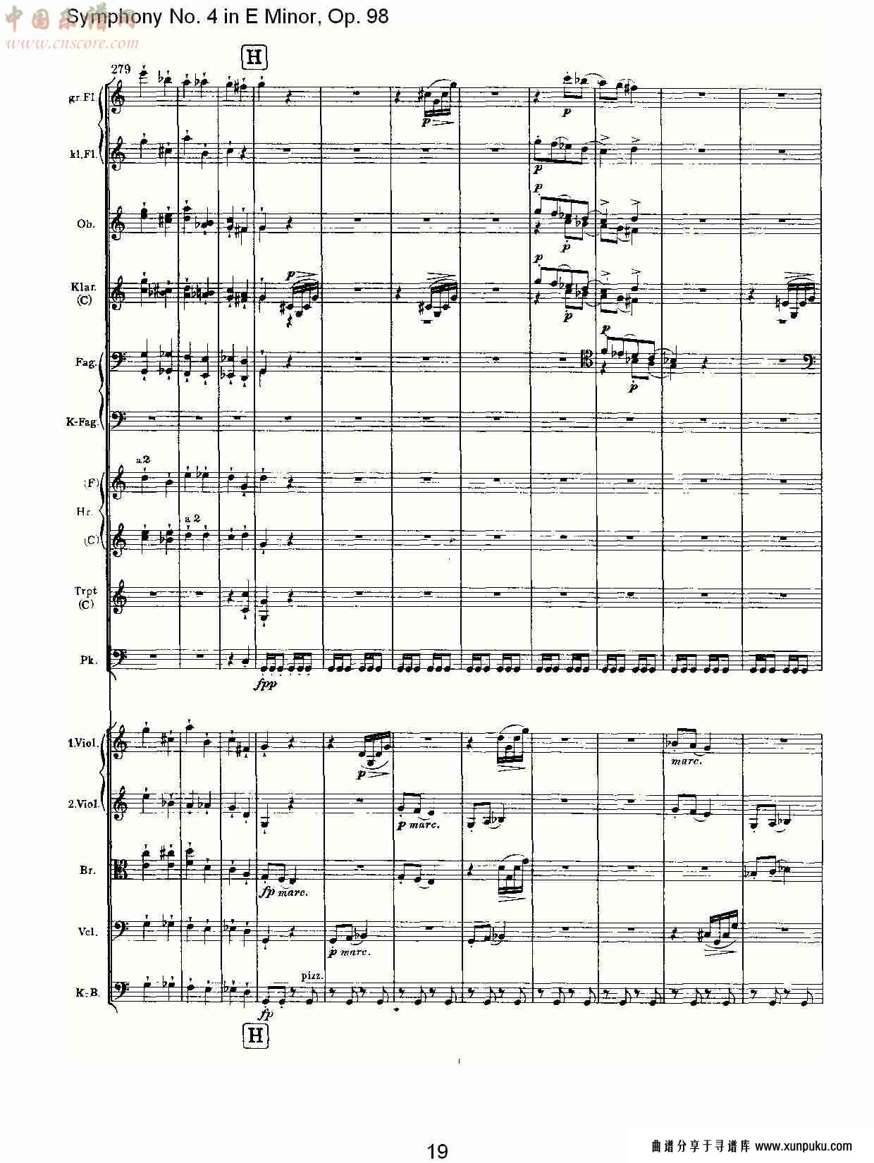 e小调第四交响曲, op.98第三乐章（四）总谱第4页
