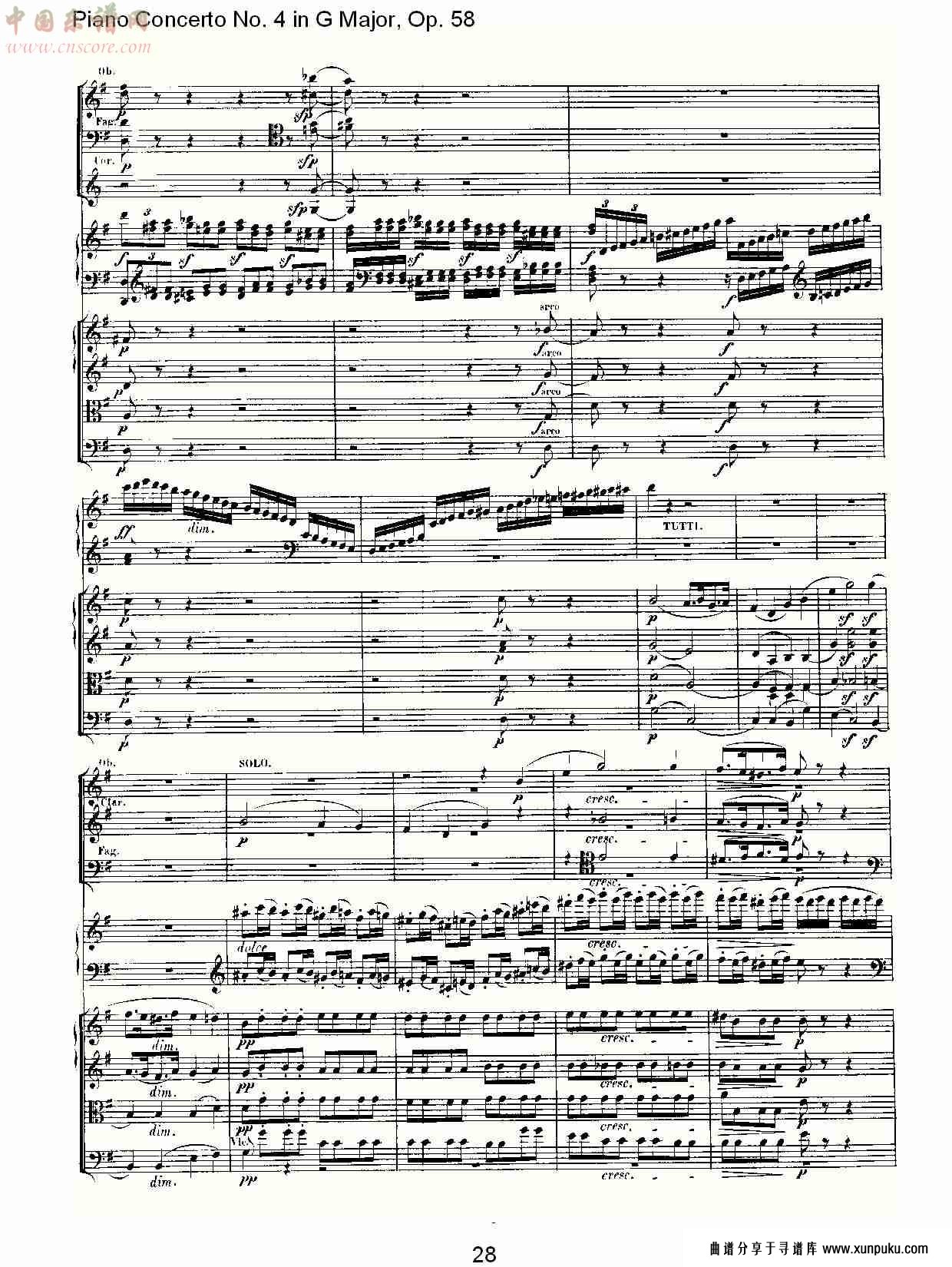g大调钢琴第四协奏曲 op.58第一乐章（三）总谱第9页