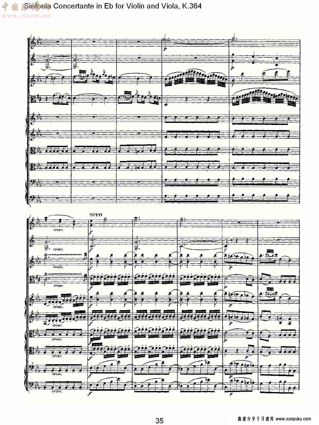 eb调小提琴与中提琴炫技序曲, k.364（七）总谱第7页