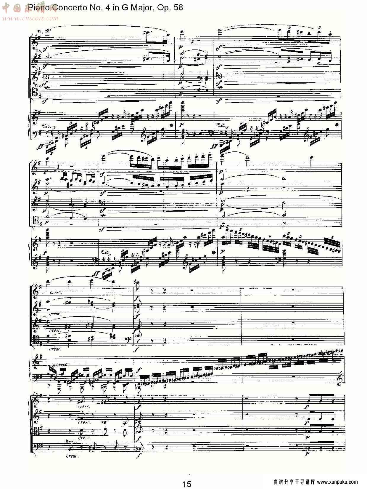 g大调钢琴第四协奏曲 op.58第一乐章（二）总谱第6页