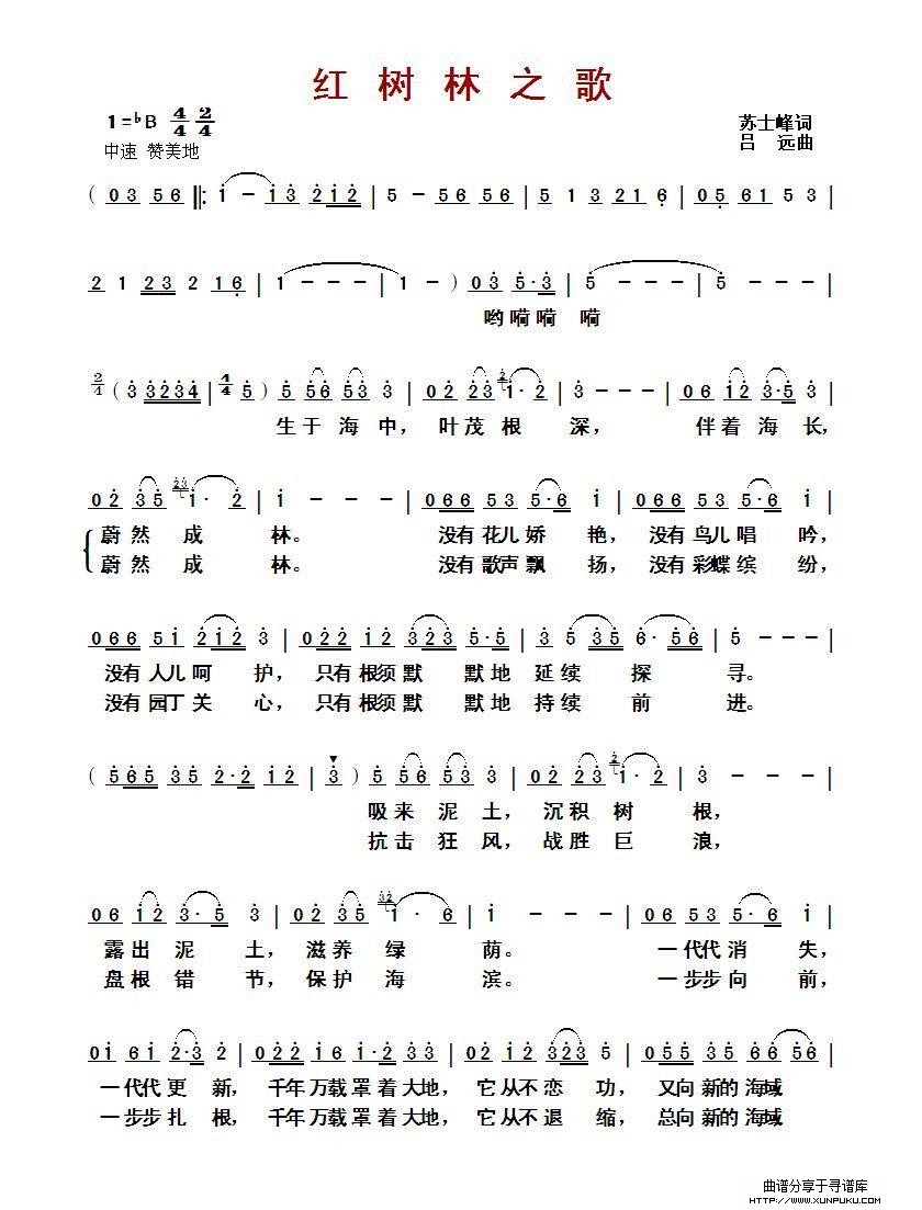 红树林之歌简谱第1页
