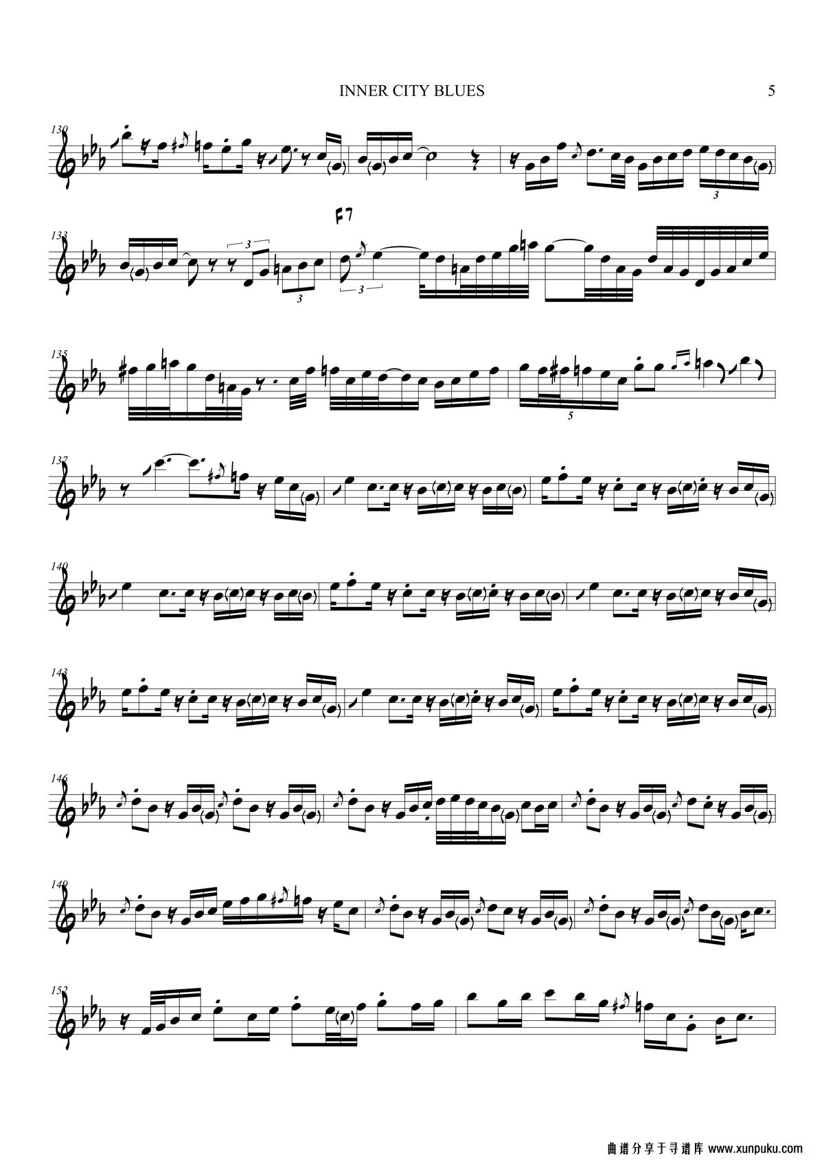 inner city blues（中音萨克斯）萨克斯谱第5页