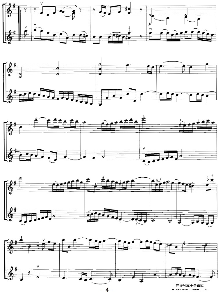 霍曼《小提琴基础教程》选曲：回忆小提琴谱第4页