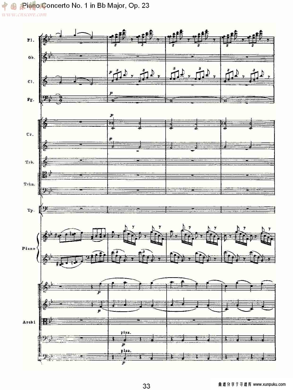 bb大调第一钢琴协奏曲,op.23第一乐章第二部（七）总谱第3页