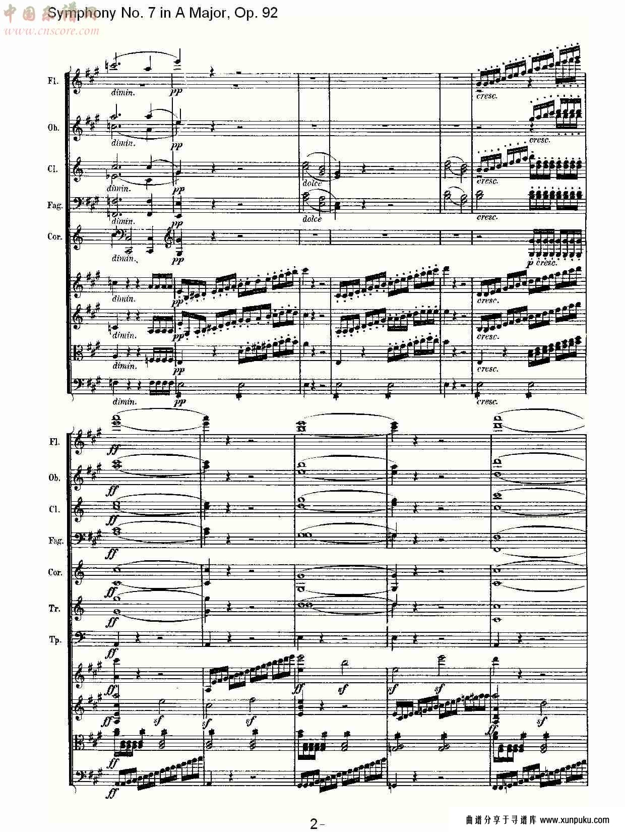 a大调第七交响曲 op.92 第一乐章总谱第12页