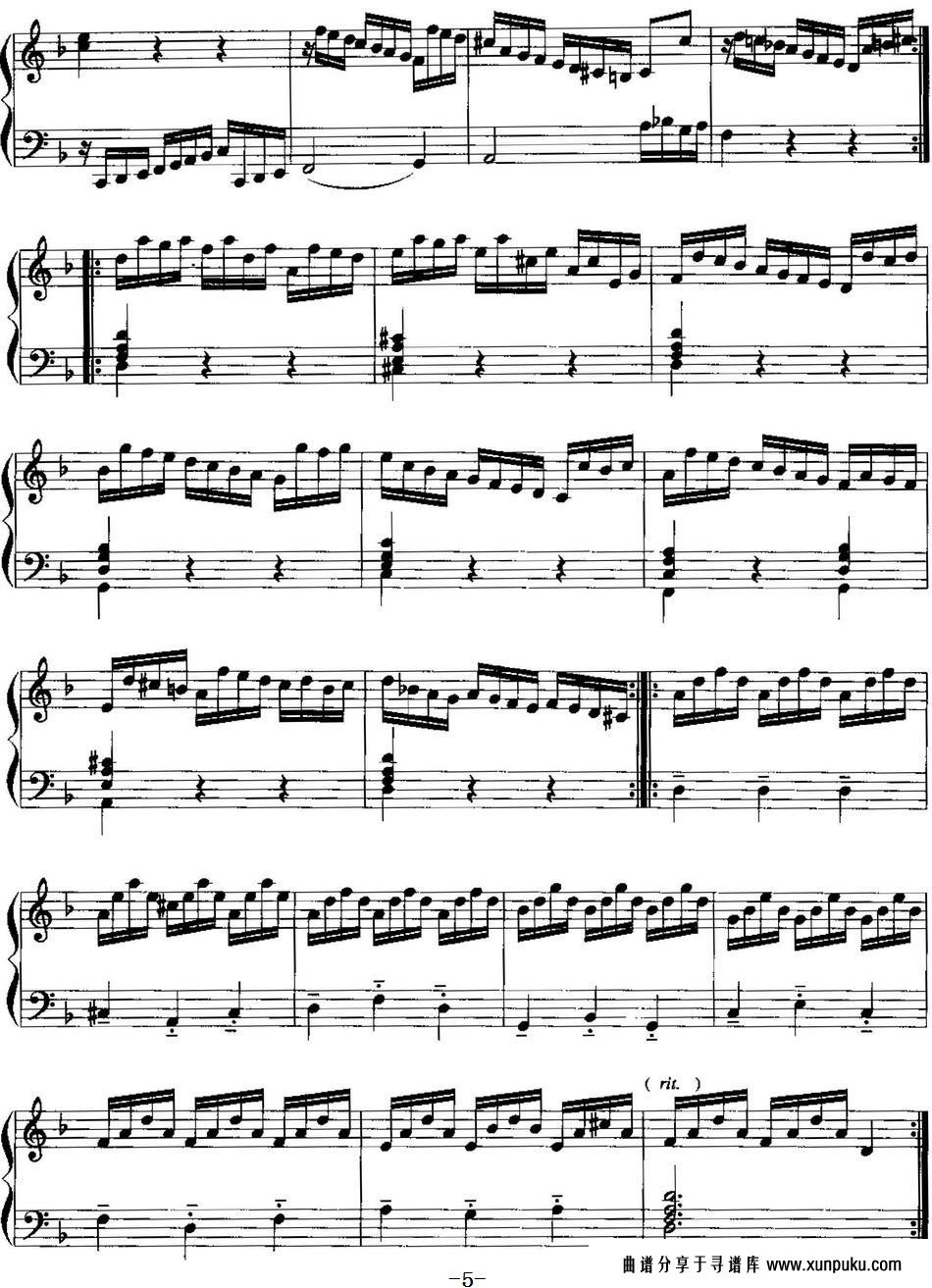 手风琴复调作品：萨拉班德舞曲手风琴谱第5页