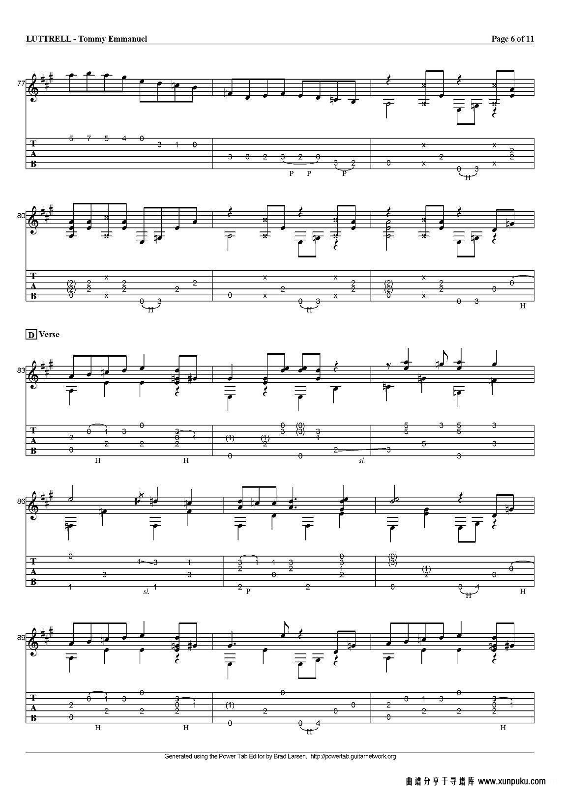 tommy emmanuel：luttrell（指弹吉他）吉他谱第6页