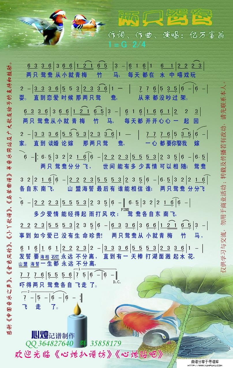 两只鸳鸯简谱