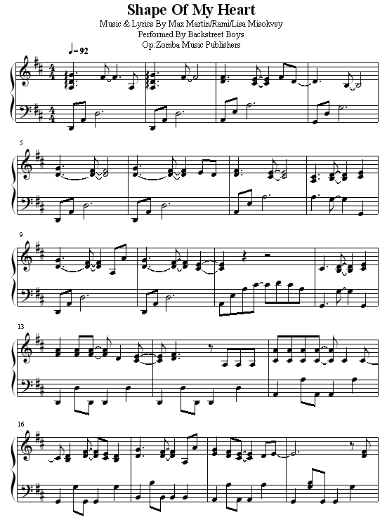 shape of my heart钢琴谱第1页