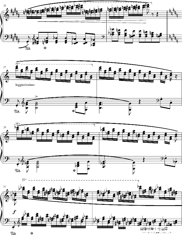 肖邦三度练习曲(op.25 no.6)钢琴谱(钢琴曲)钢琴谱第4页