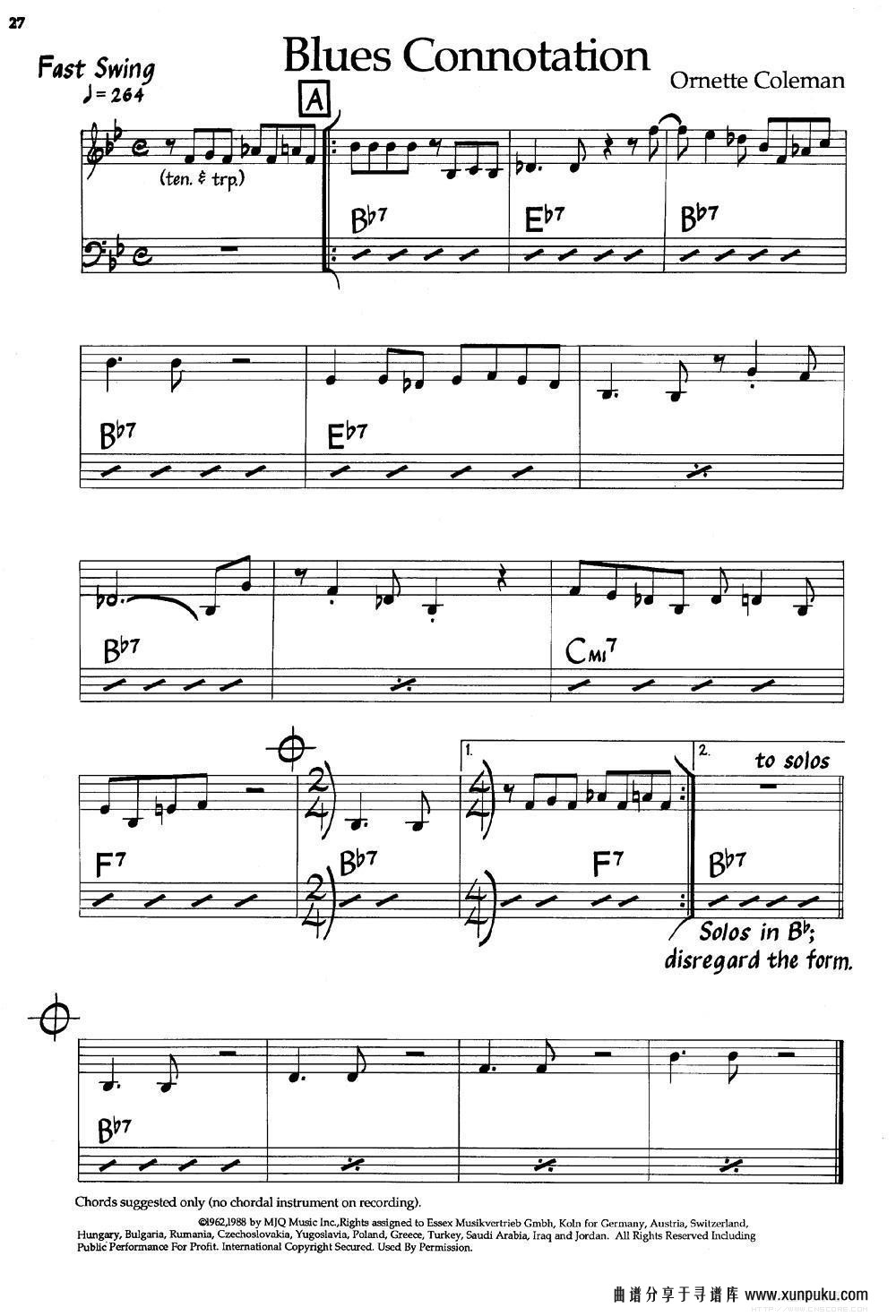 blues connotation（爵士钢琴曲）钢琴谱